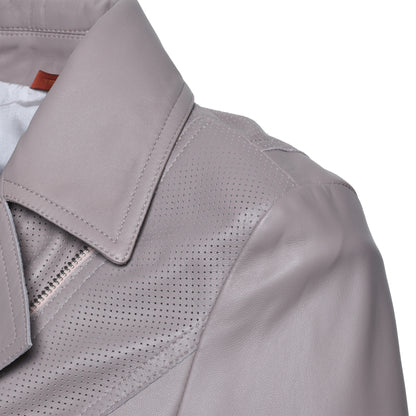Blouson en cuir perforé couleur chair