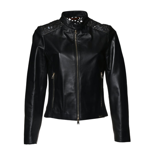 Veste en cuir noir