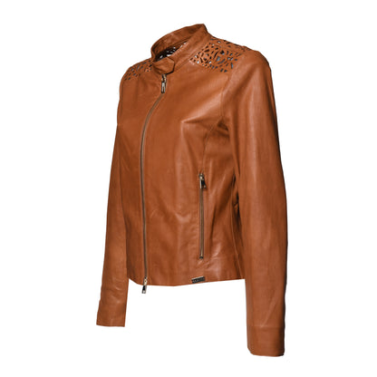 Veste en cuir brun