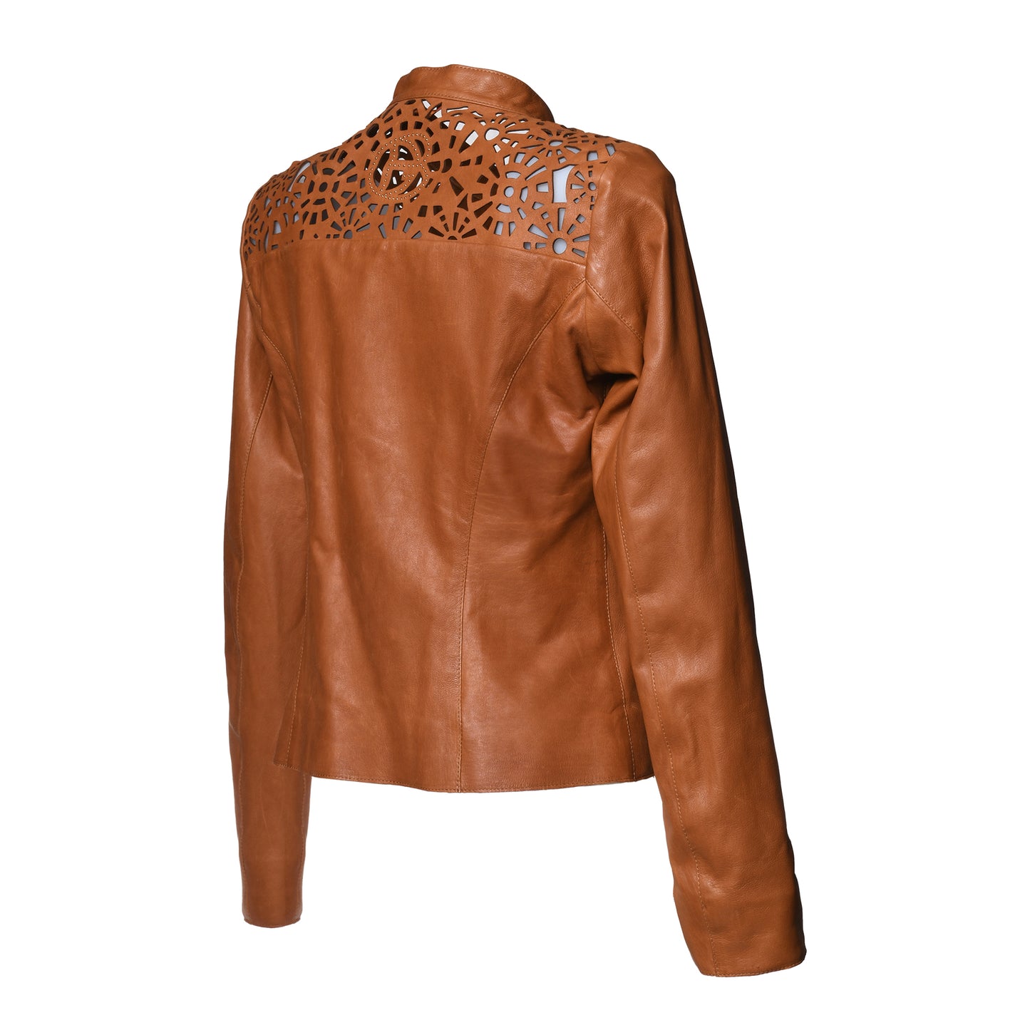 Veste en cuir brun