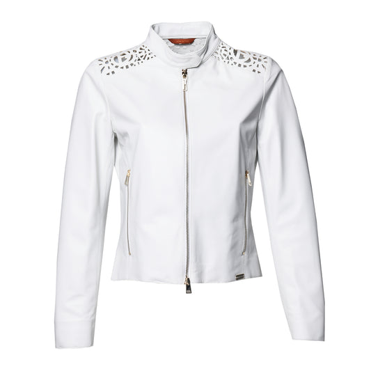 Veste en cuir blanc