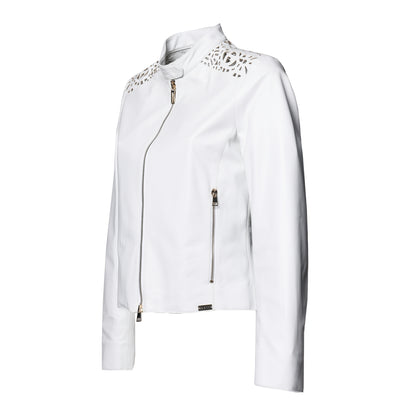 Veste en cuir blanc
