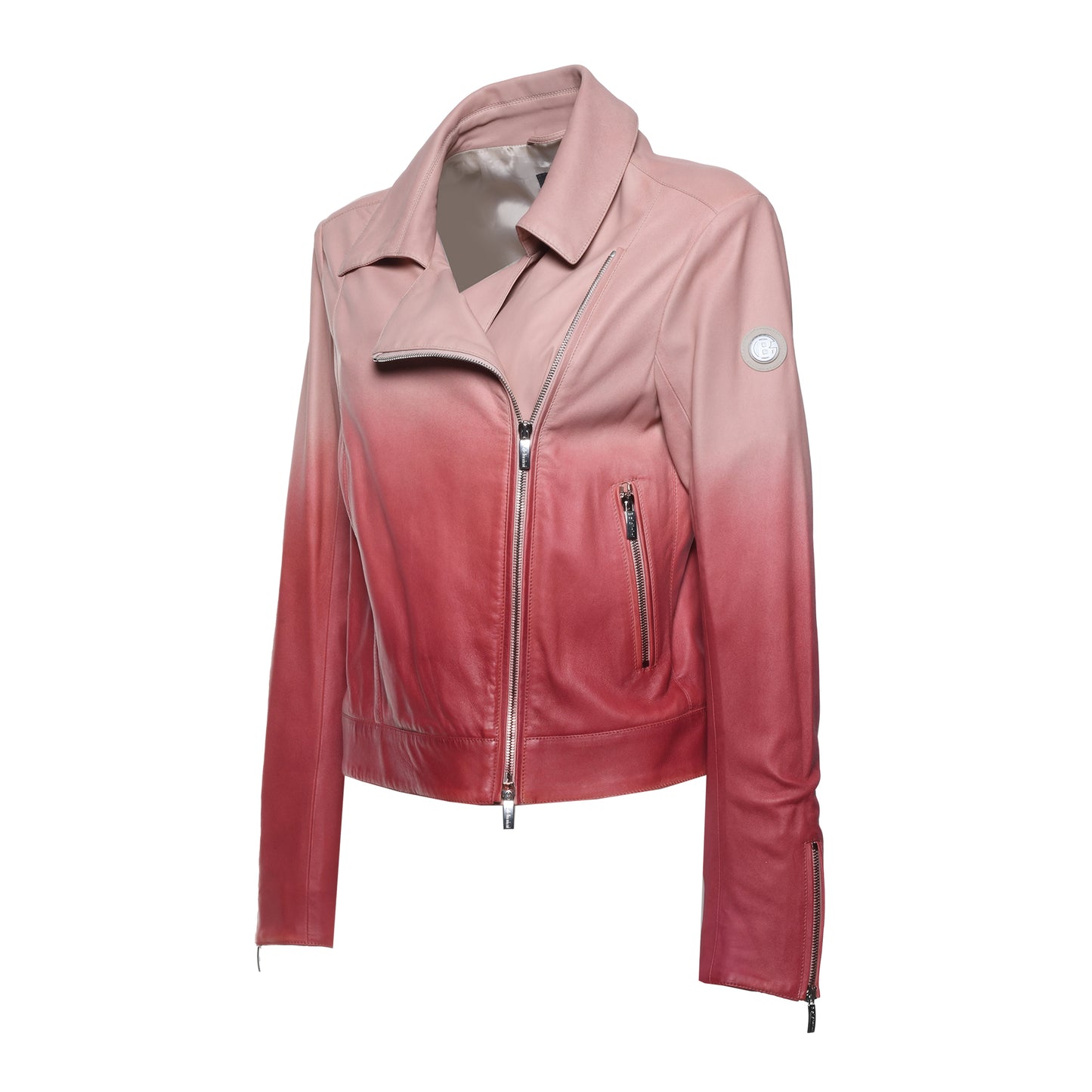 Veste en cuir dégradé rose