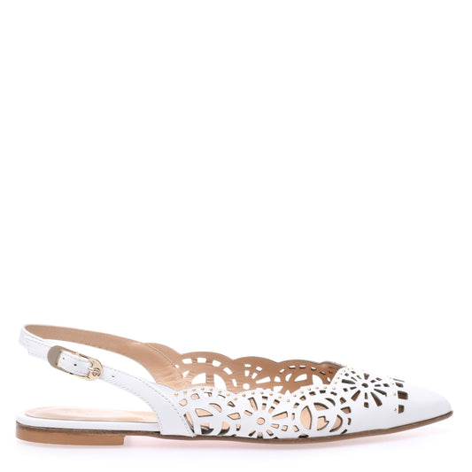 Ballerine slingback en cuir blanc