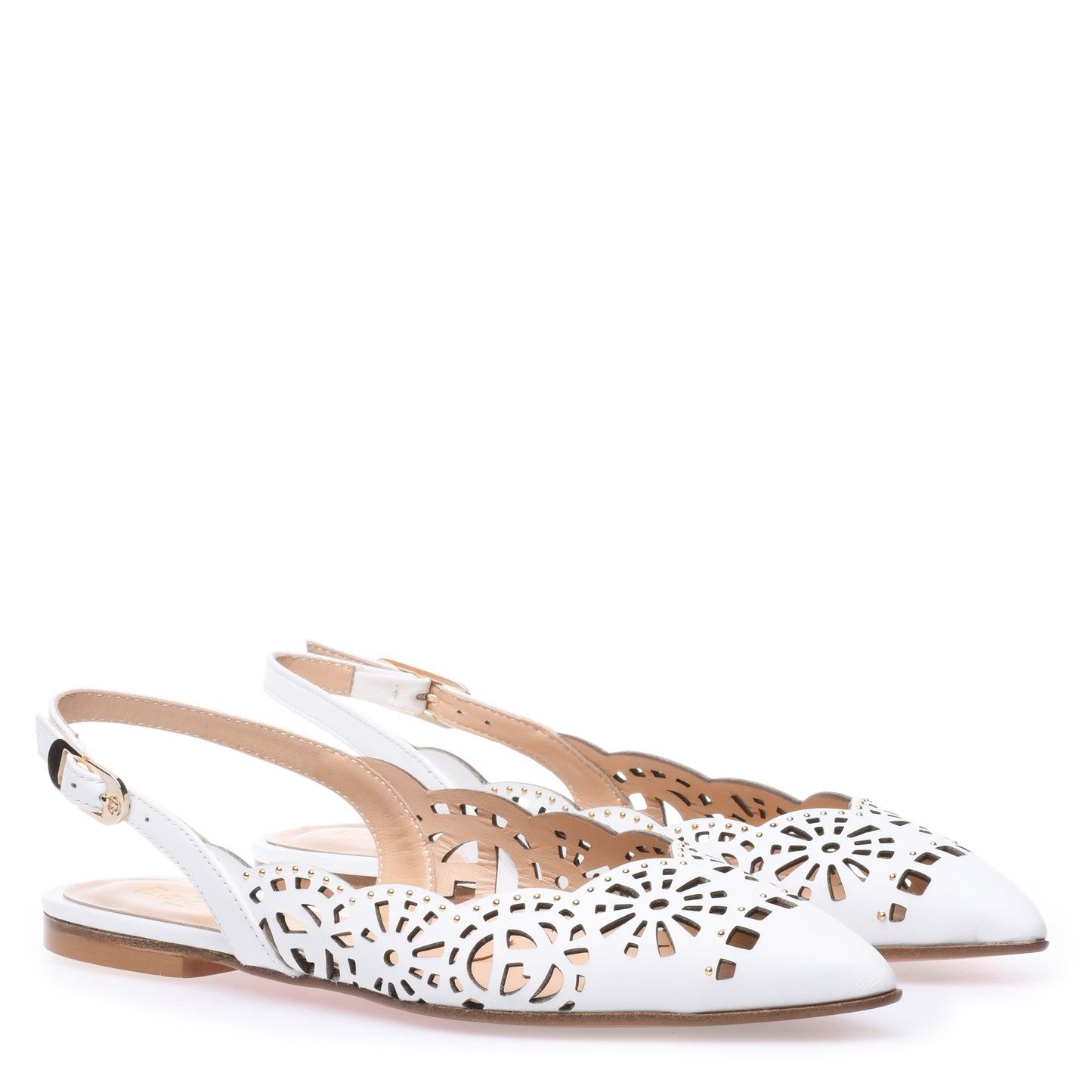 Ballerine slingback en cuir blanc