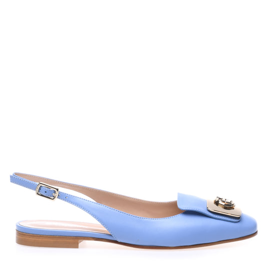 Ballerine slingback en cuir nappa bleu clair