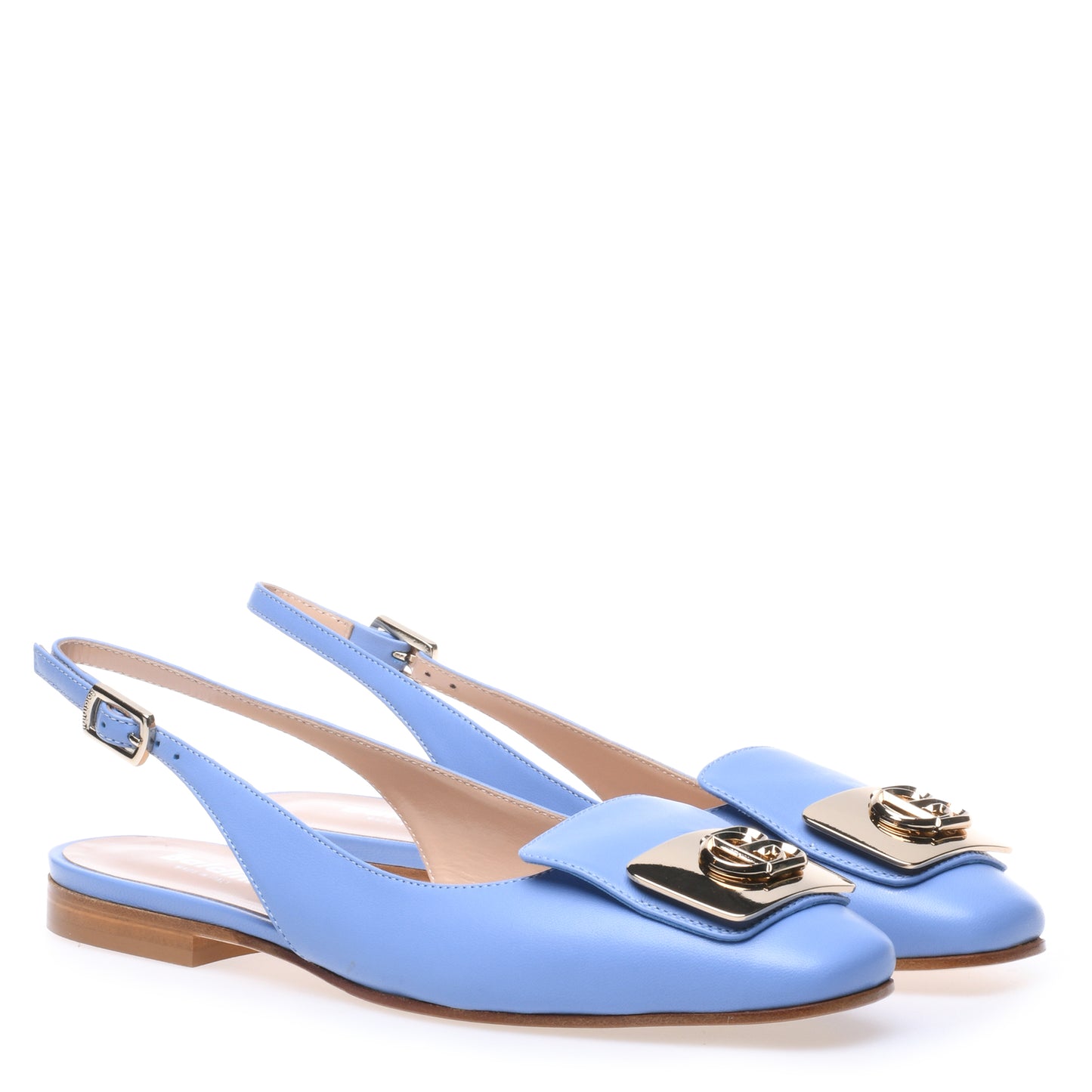 Ballerine slingback en cuir nappa bleu clair