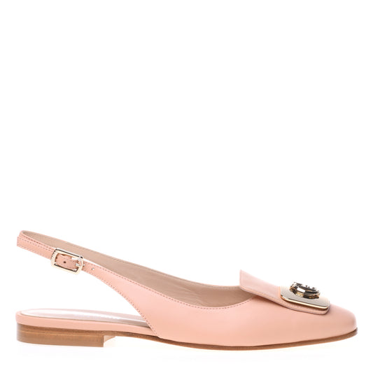 Ballerine slingback en cuir nappa couleur chair