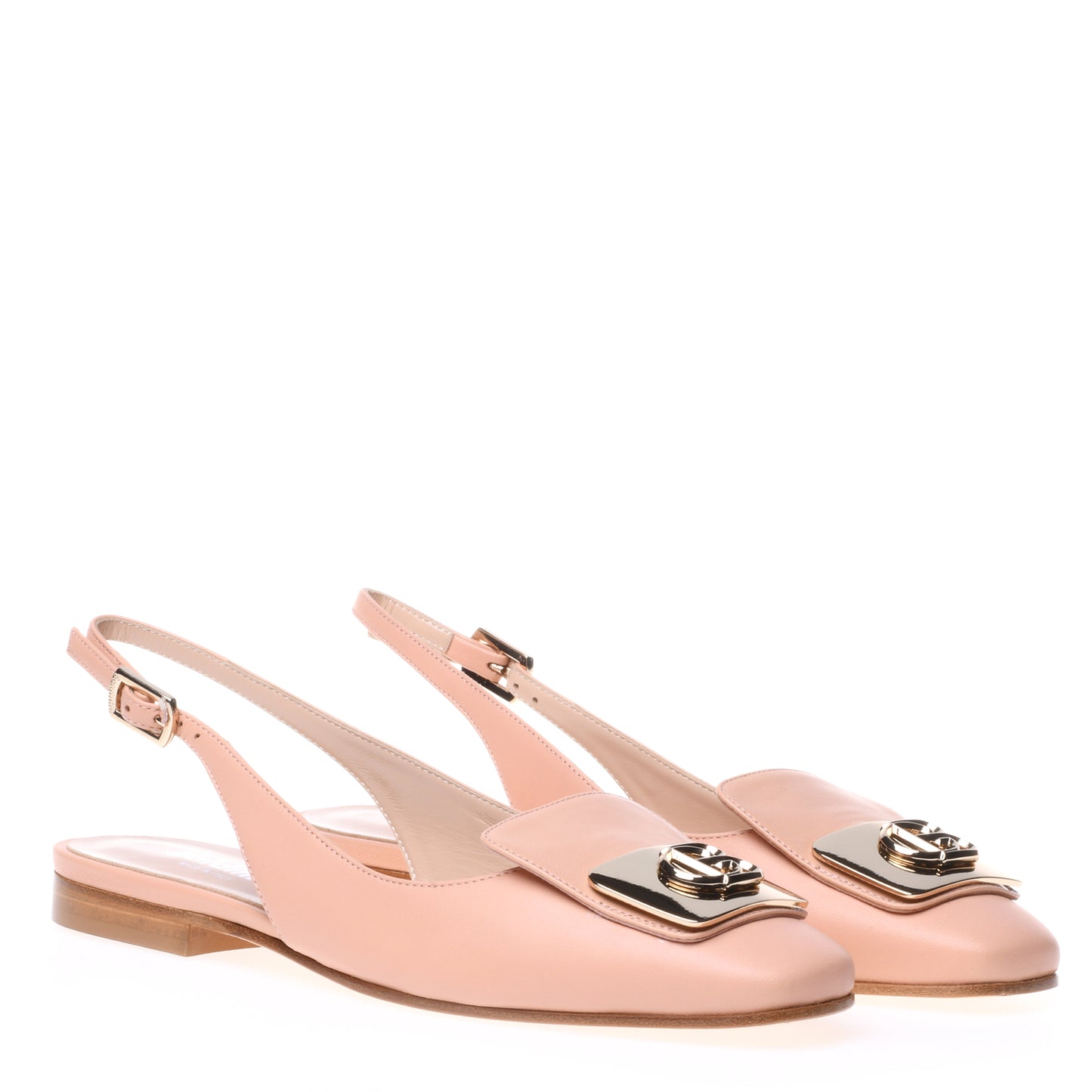 Ballerine slingback en cuir nappa couleur chair