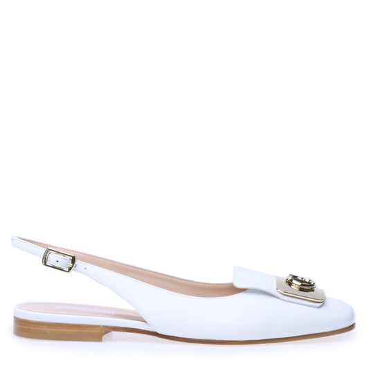 Ballerine slingback en cuir nappa blanc laiteux