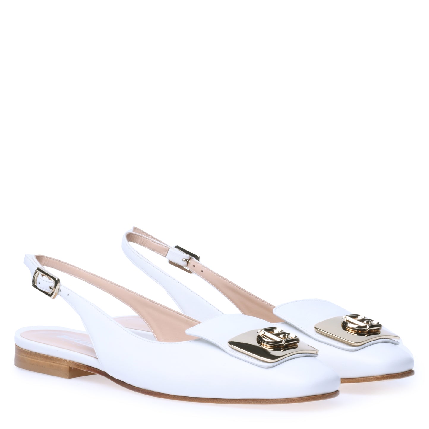 Ballerine slingback en cuir nappa blanc laiteux