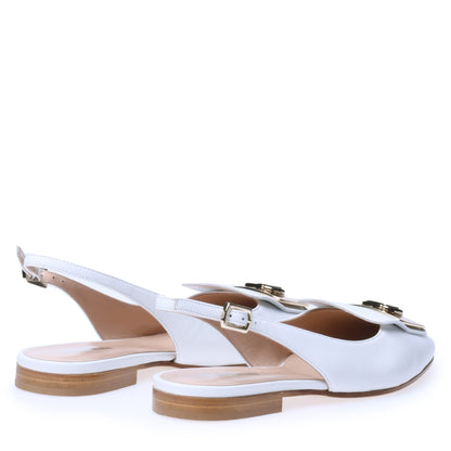 Ballerine slingback en cuir nappa blanc laiteux