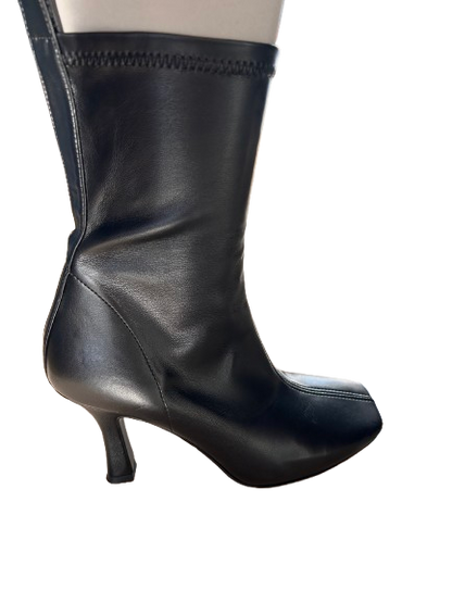 Women's black stretch leather ankle boots