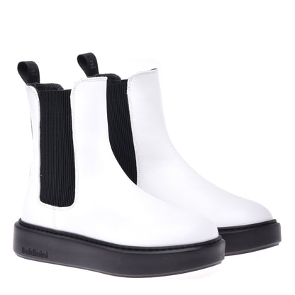 Bottines Beatles en cuir de veau blanc