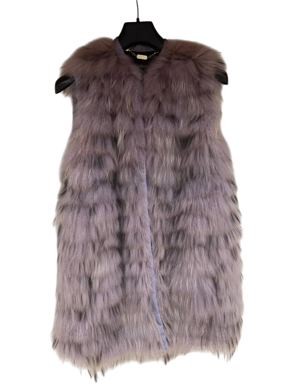Lavender vest with Finnish raccoon fur