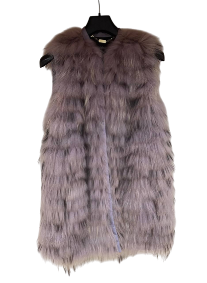 Lavender vest with Finnish raccoon fur
