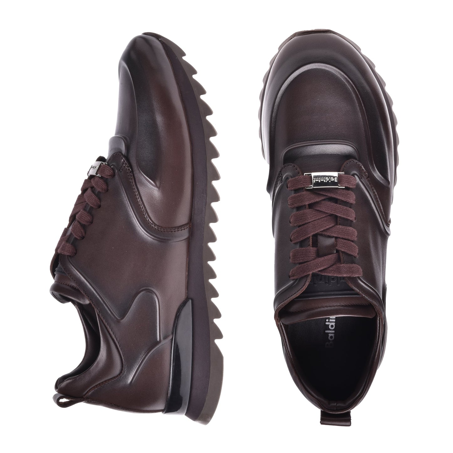 Sneakers en cuir marron foncé