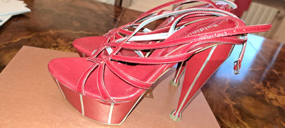 Red heeled sandals