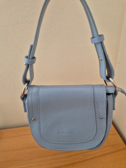 Light blue 2-in-1 leather bag
