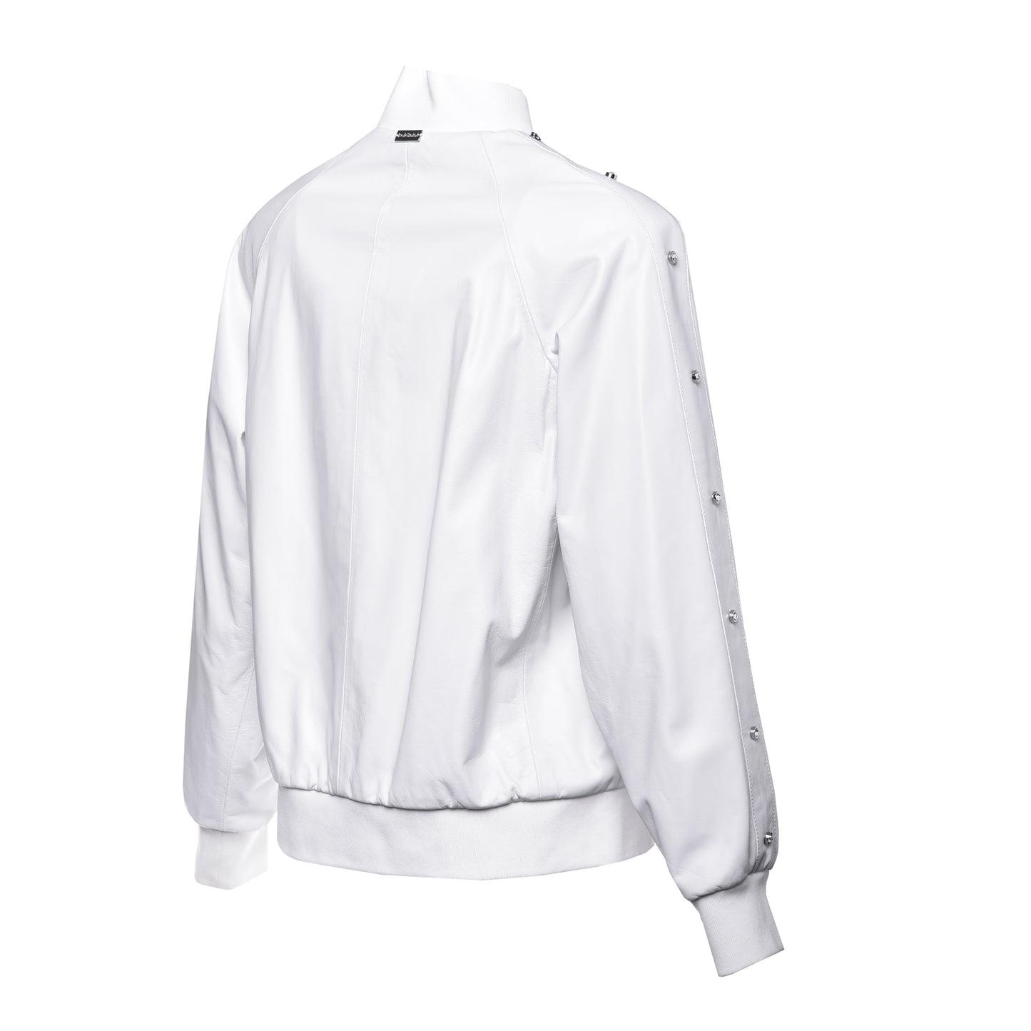 Bombers en cuir blanc et maxi strass
