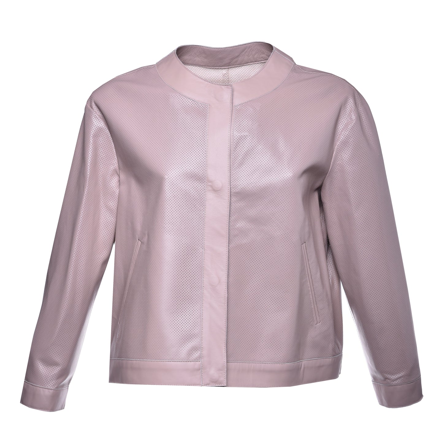 Veste en cuir nappa perforé couleur chair