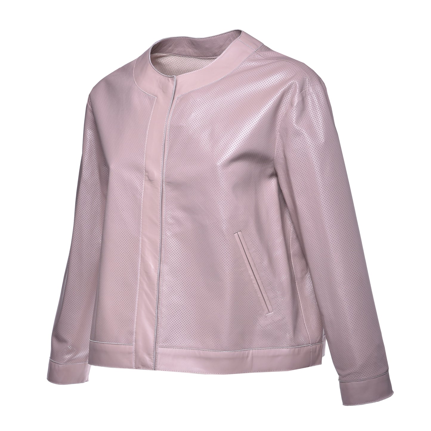 Veste en cuir nappa perforé couleur chair