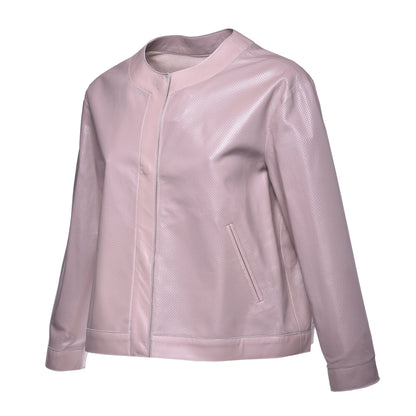 Veste en cuir nappa perforé couleur chair