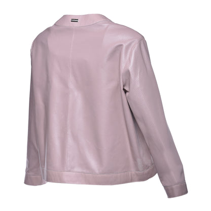 Veste en cuir nappa perforé couleur chair