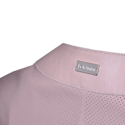 Veste en cuir nappa perforé couleur chair