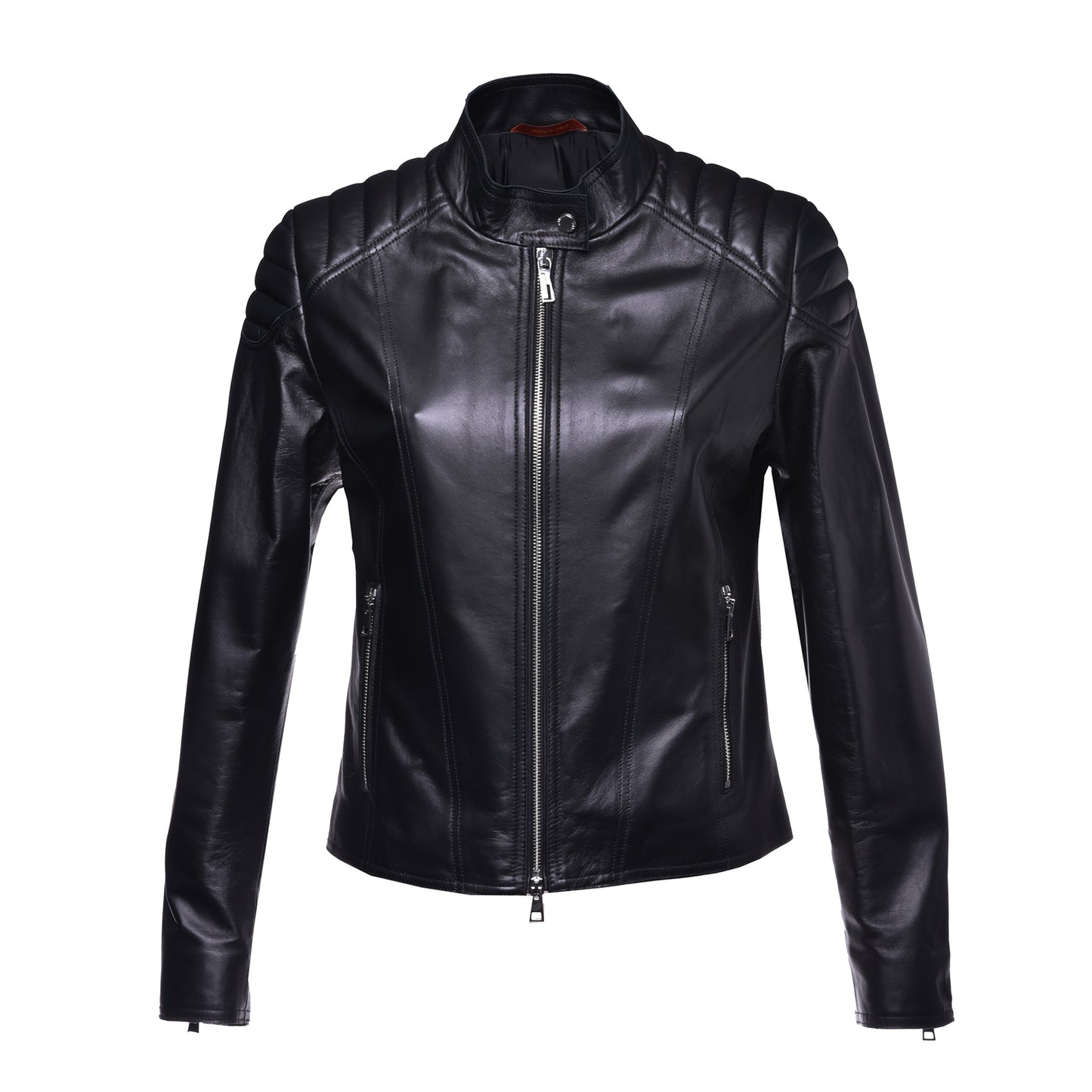 Blouson biker en cuir nappa noir