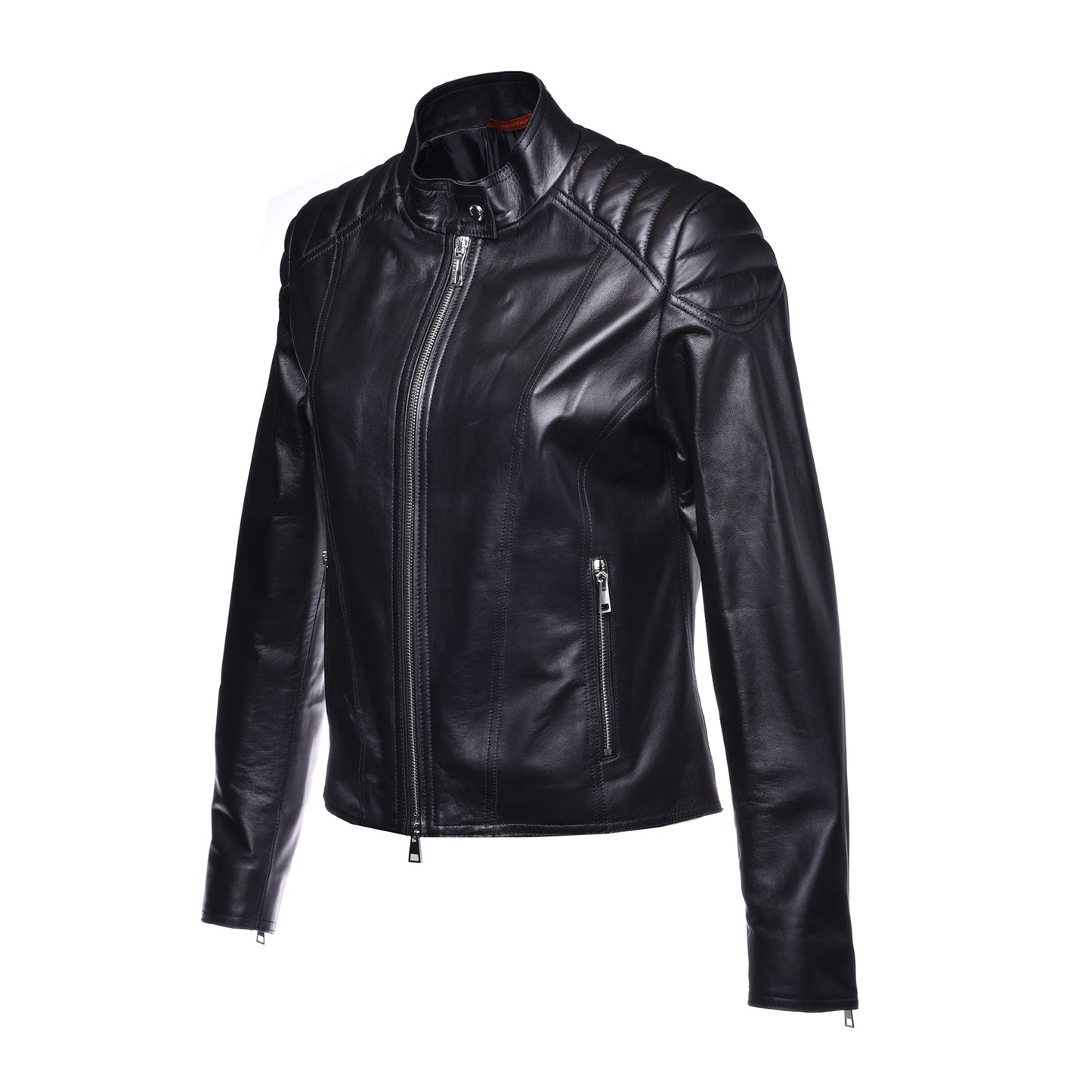 Blouson biker en cuir nappa noir