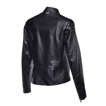 Blouson biker en cuir nappa noir