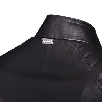 Blouson biker en cuir nappa noir