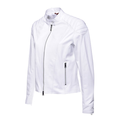 Blouson biker en cuir nappa blanc