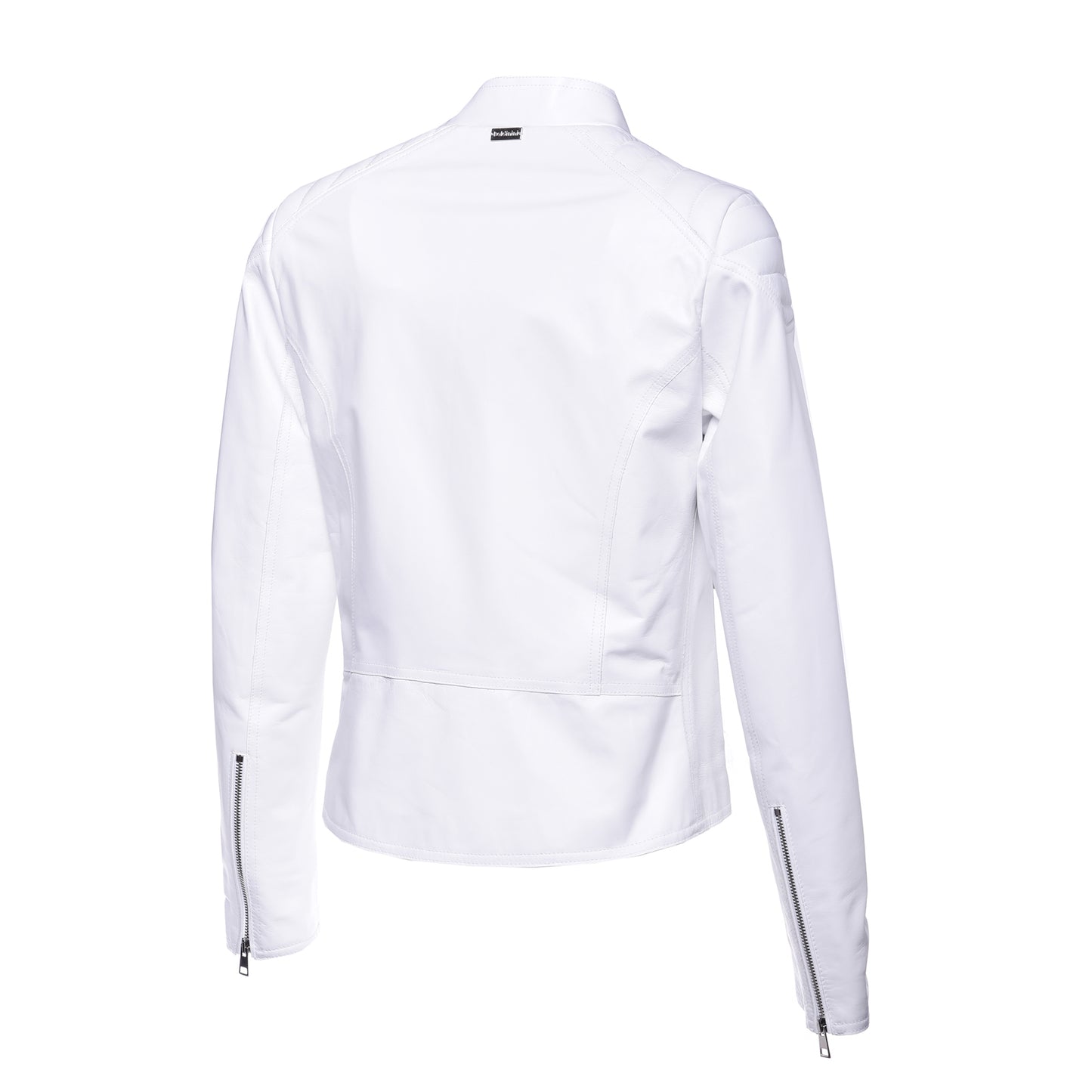 Blouson biker en cuir nappa blanc