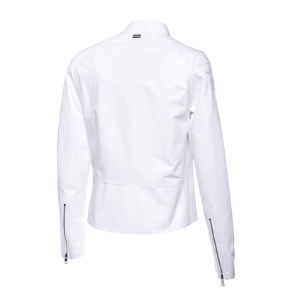Blouson biker en cuir nappa blanc