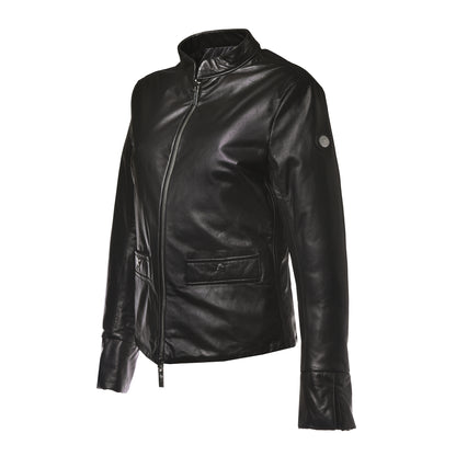 Veste réversible en cuir et tissu noir