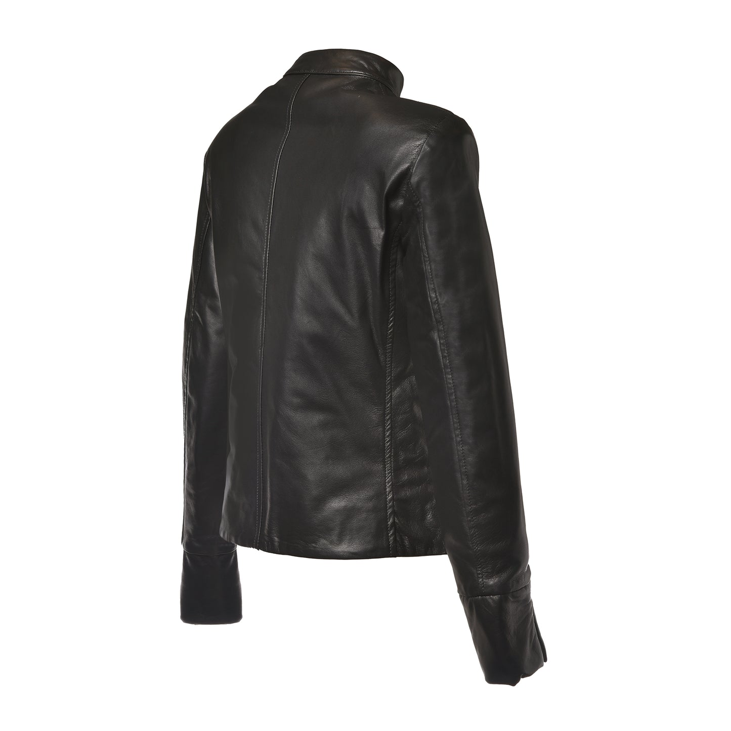 Veste réversible en cuir et tissu noir