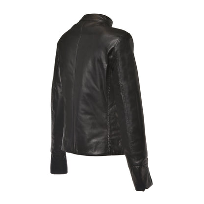 Veste réversible en cuir et tissu noir