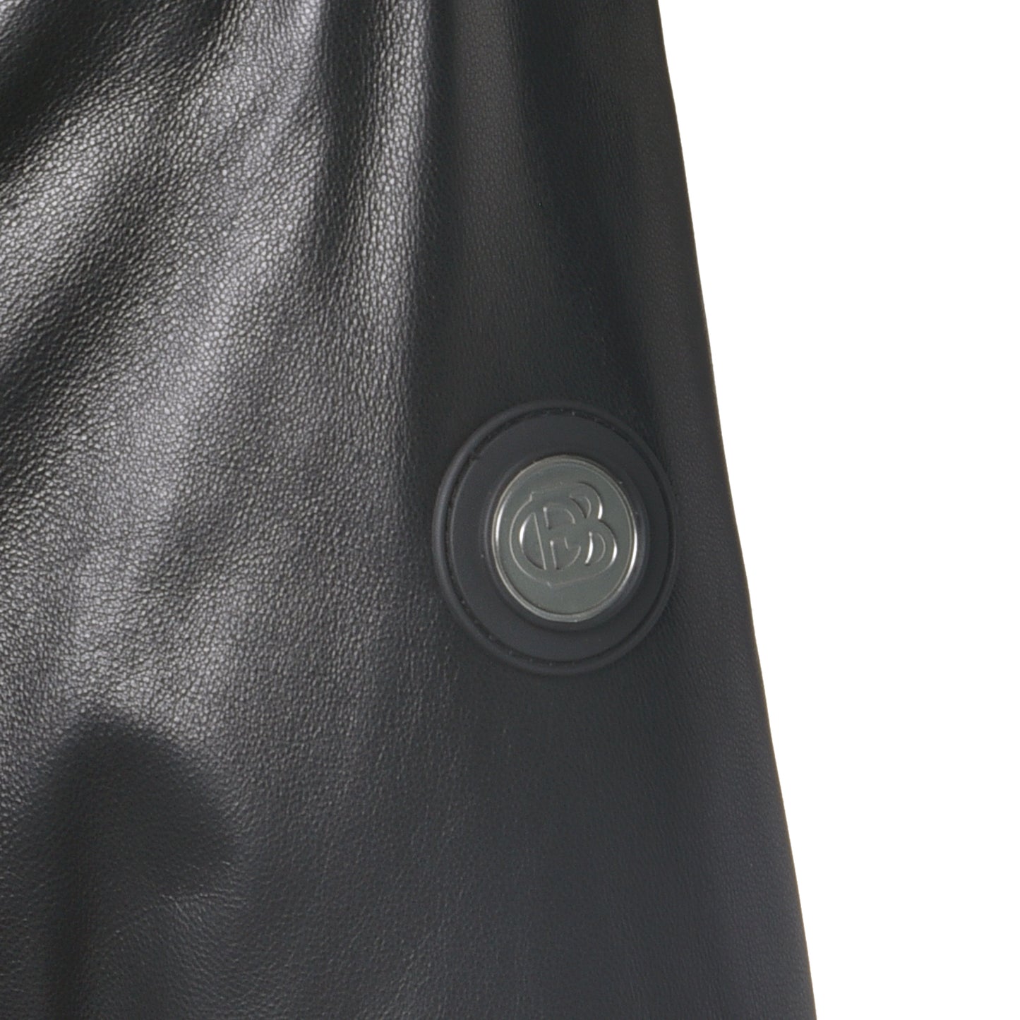 Veste réversible en cuir et tissu noir