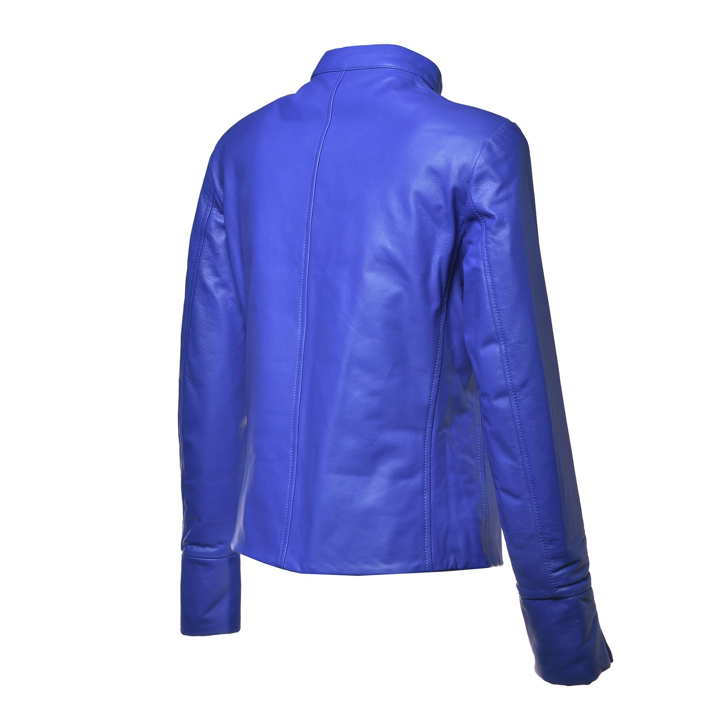 Veste réversible en cuir et tissu bleu