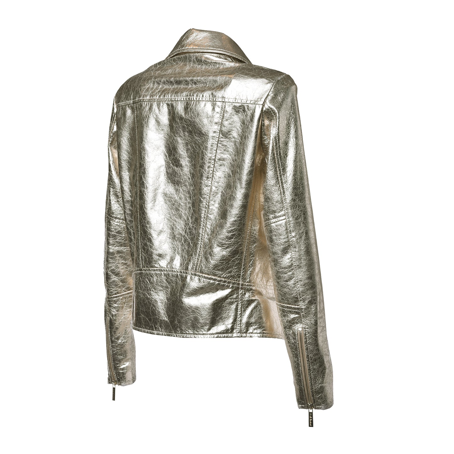 Veste en cuir lamé or
