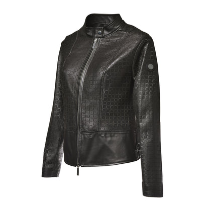 Veste en cuir nappa noir perforé