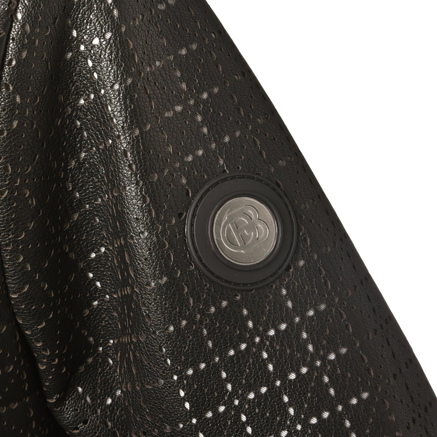 Veste en cuir nappa noir perforé