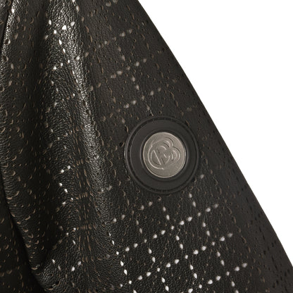 Veste en cuir nappa noir perforé