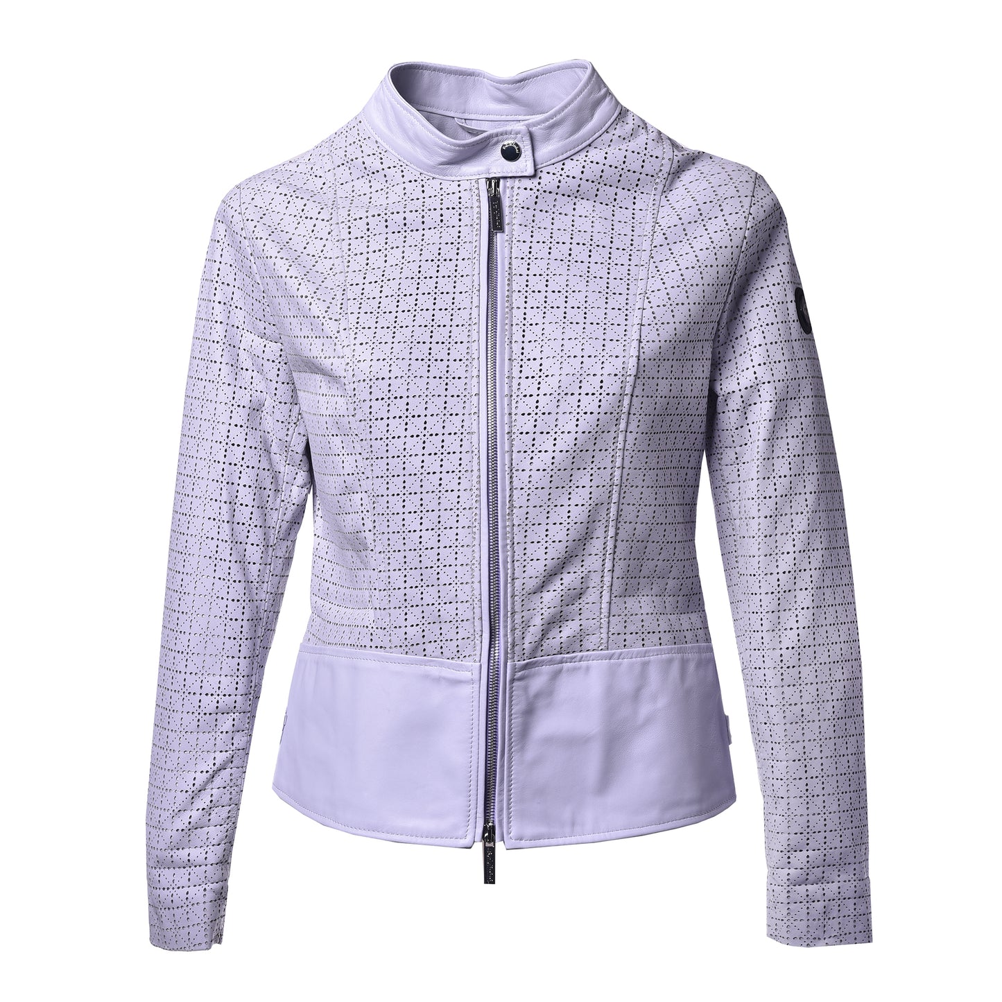 Veste en cuir nappa lilas perforé