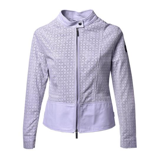 Veste en cuir nappa lilas perforé