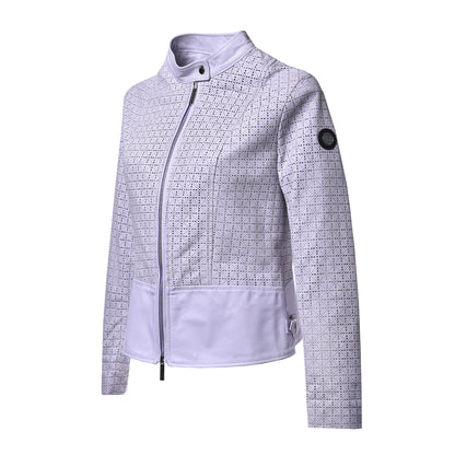 Veste en cuir nappa lilas perforé