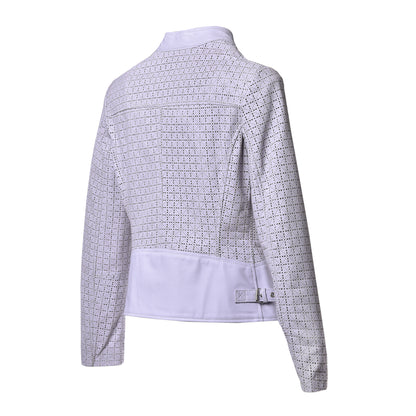 Veste en cuir nappa lilas perforé
