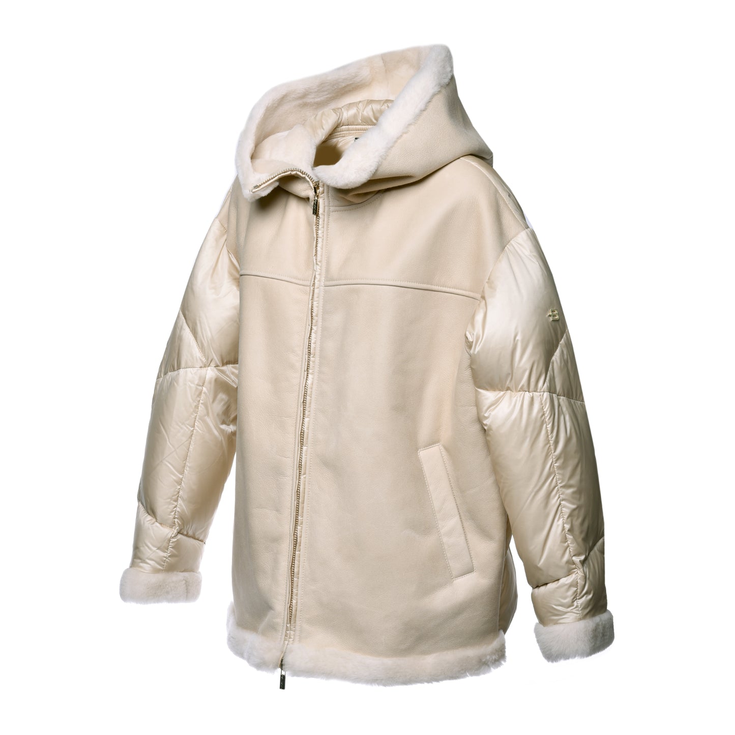 Veste en shearling et tissu miel